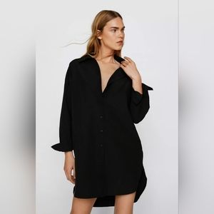 Cotton Poplin Oversized Shirt Dress